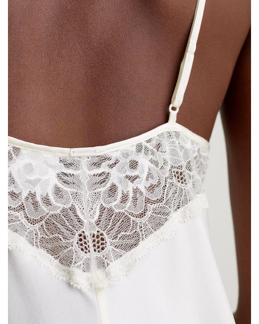 Calvin Klein White Silk And Lace Night Dress