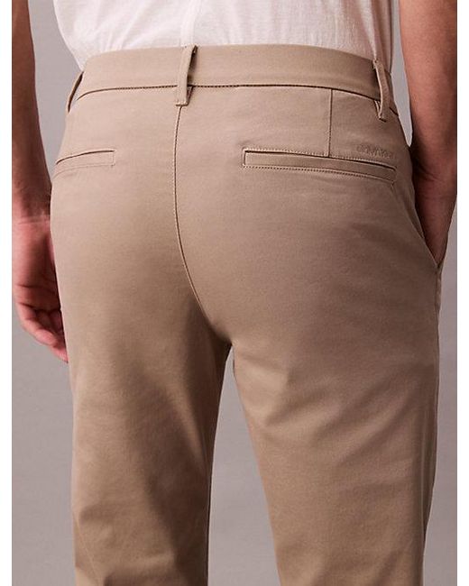 Calvin Klein Brown Slim Cotton Stretch Chino Trousers for men
