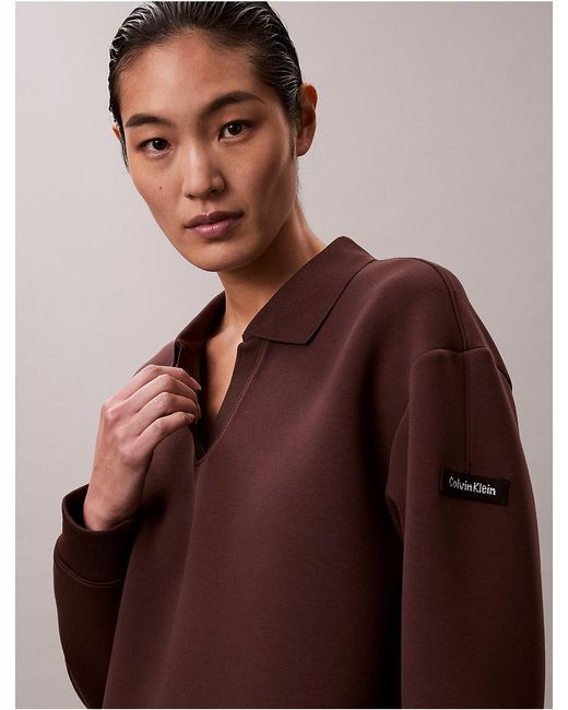 Calvin Klein Brown Smooth Mini Polo Sweatshirt Dress