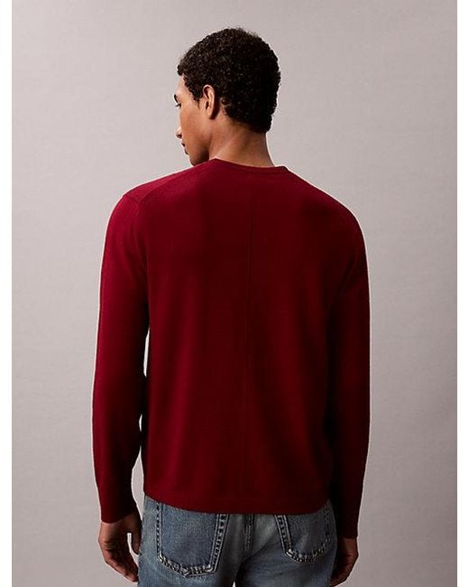 Calvin Klein Red Merino Wool Classic Jumper for men