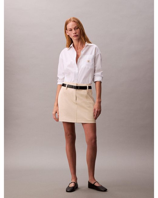 Calvin Klein Pink Cotton Twill Chino Mini Skirt