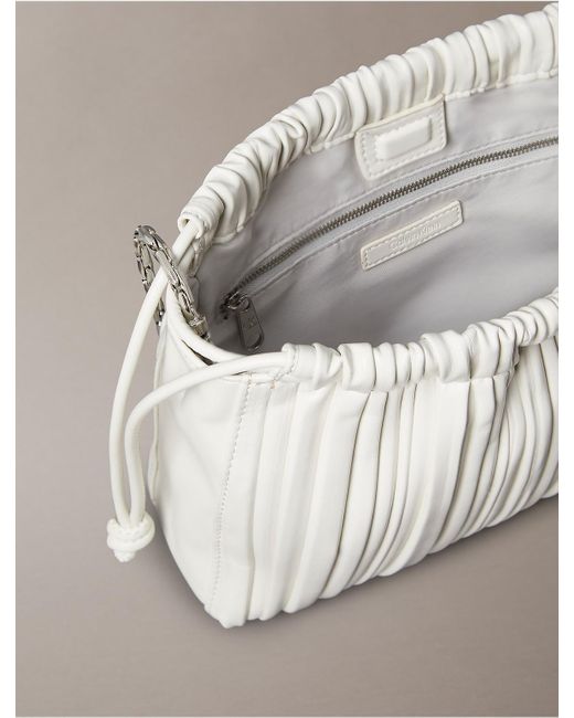 Calvin Klein Gray Calvin Klein Plisse Drawstring Crossbody Bag
