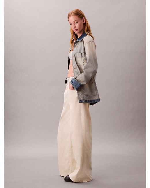 Calvin Klein Natural Super Wide Leg Twill Trousers