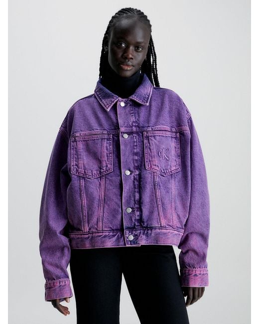 Calvin Klein Purple Unisex Boxy Denim Jacket