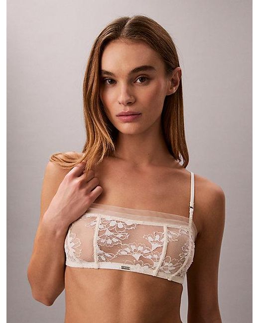 Calvin Klein Brown Bandeau Bra Ck Floral Lace