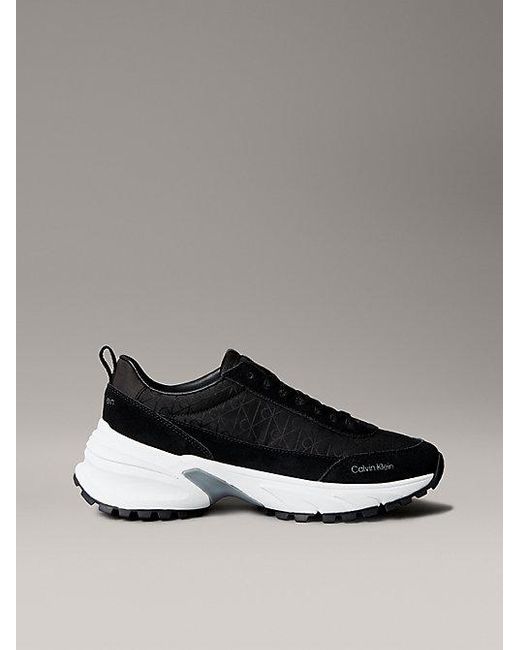 Calvin Klein Suède En Nylon Sneakers Met Embleem Met Logo in het Multicolor