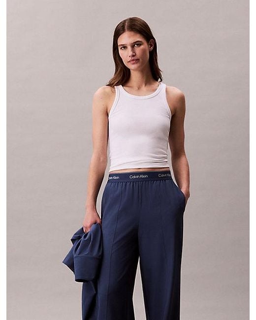 Calvin Klein Blue Sport Performance Wide Leg Tracksuit Bottoms