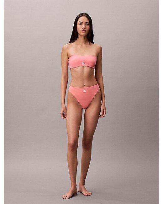Calvin Klein Pink High Leg Bikini Bottoms Ck Monogram