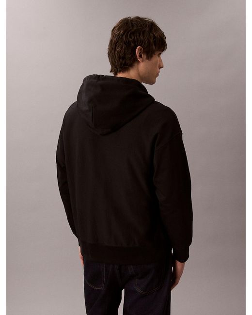 Calvin Klein Gray Relaxed Monogram Zip-Up Hoodie for men