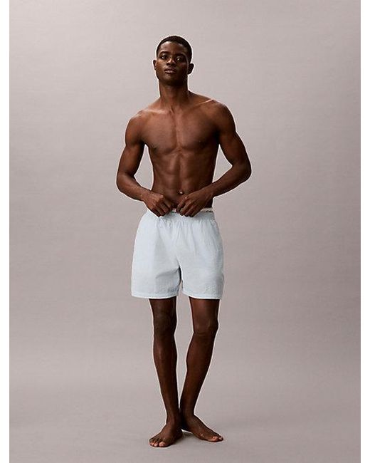 Calvin Klein Brown Cotton Seersucker Pyjama Shorts for men