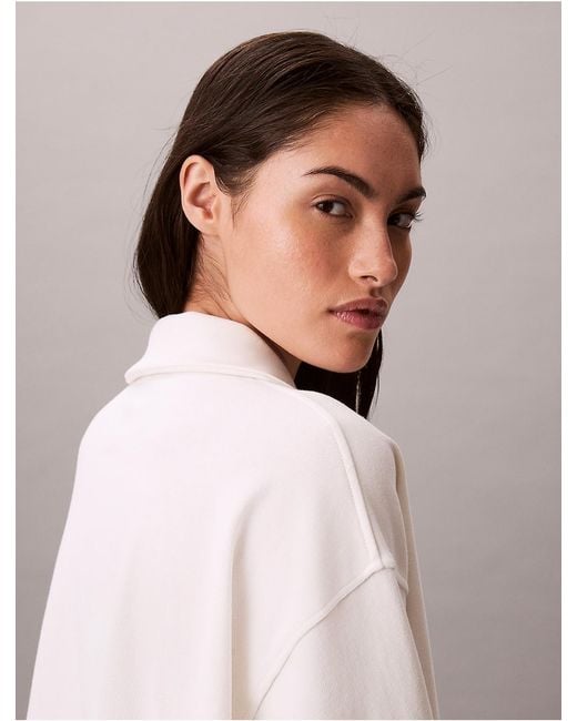 Calvin Klein Natural Logo Cotton Jersey Polo Sweatshirt