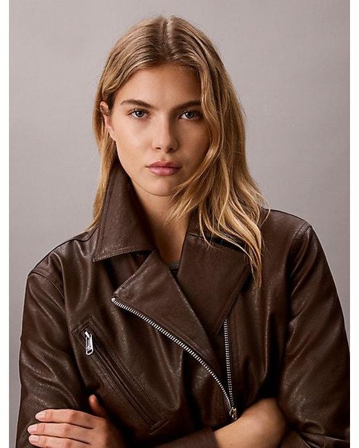 Calvin Klein Multicolor Jeans Faux Leather Motorcycle Jacket