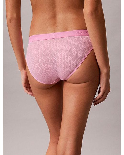 Calvin Klein Red Bikini Briefs Microfibre Lace