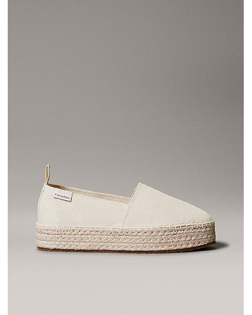 Calvin Klein Canvas Plateau-Espadrilles in het Metallic
