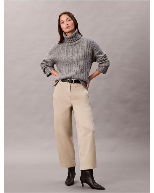 Calvin Klein Gray Calvin Klein Cotton Stretch Twill Barrel Pants