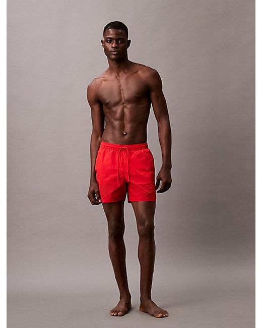 Calvin Klein Medium Badeshorts Mit Tunnelzug in Red für Herren