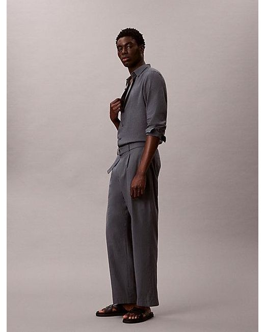 Calvin Klein Multicolor Cotton Lyocell Belted Trousers for men