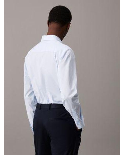 Calvin Klein Gestreiftes Hemd aus Stretch-Popeline in White für Herren