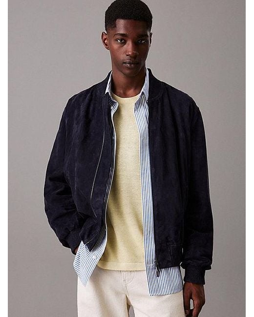 Calvin Klein Suède Bomberjack in het Blue voor heren
