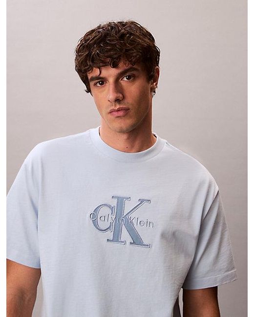 Calvin Klein White Jeans Relaxed Logo Appliqué T-Shirt for men