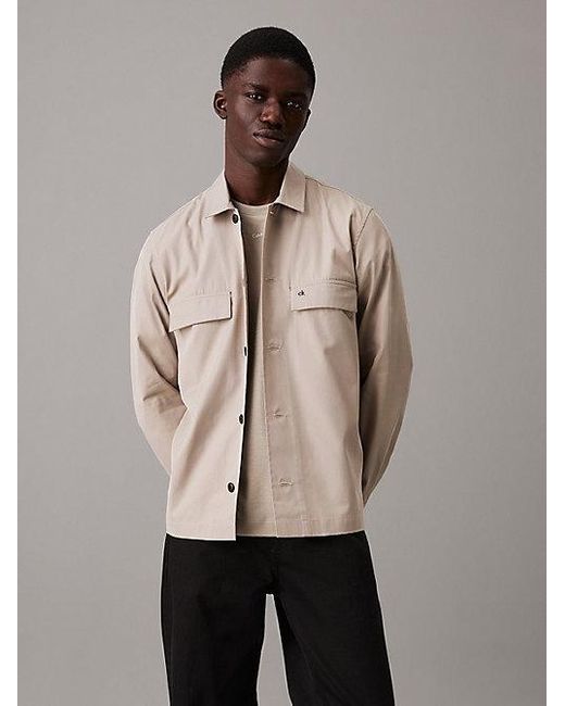 Sobrecamisa de sarga boxy Calvin Klein de hombre de color Natural