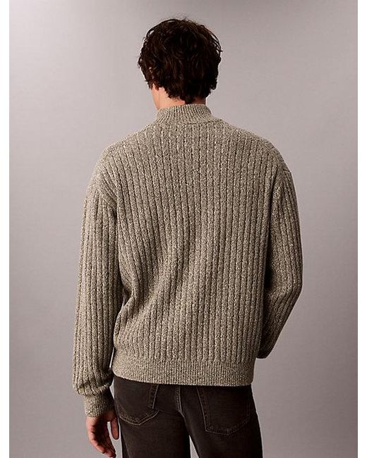 Calvin Klein Multicolor Jeans Heathered Cotton Zip Cardigan for men