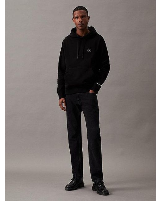 Calvin Klein Black Cotton Blend Fleece Hoodie for men
