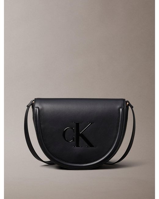 Borsa A Tracolla Con Logo Monogramma Stampato di Calvin Klein in Black