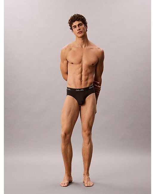 Calvin Klein Black 3 Pack Hip Briefs Icon Cotton Stretch for men