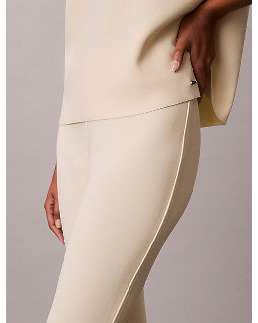 Calvin Klein Natural Tailored Knit Flared Pull On Trousers