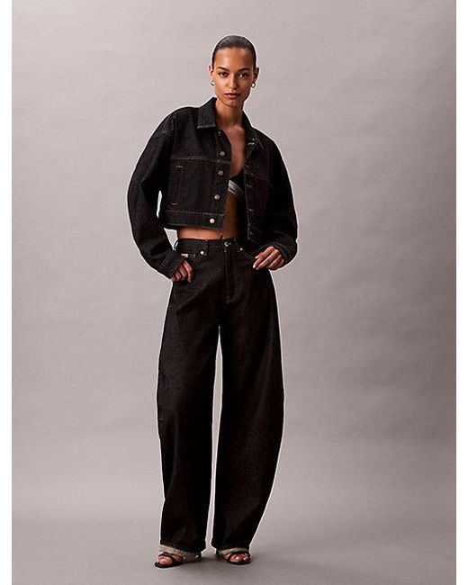 Calvin Klein Black Jeans Cropped Denim Jacket