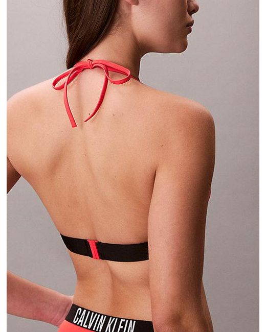 Calvin Klein Red Halter Triangle Bikini Top Intense Power