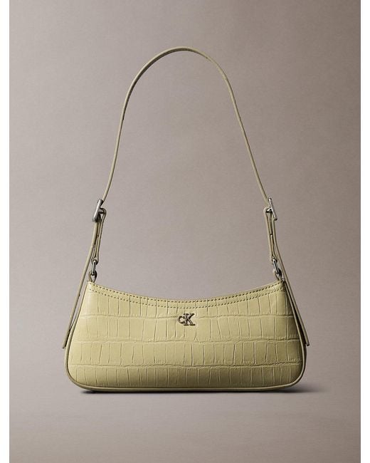 Calvin Klein Natural Small Croc-Effect Shoulder Bag