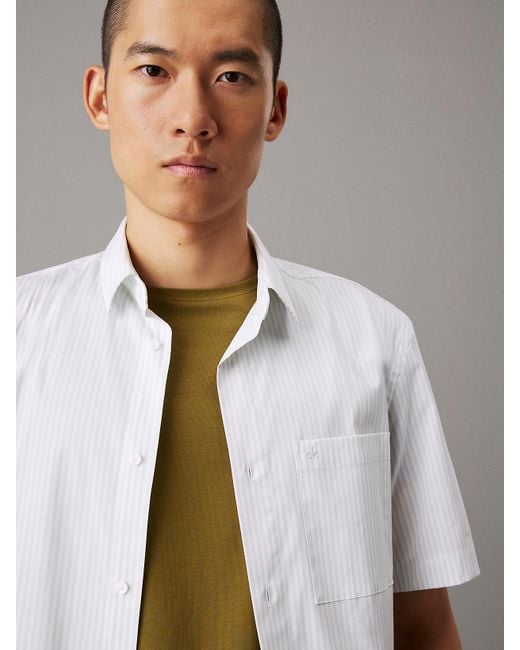 Camicia A Maniche Corte A Righe di Calvin Klein in Gray da Uomo