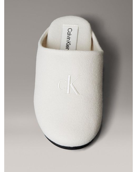 Calvin Klein Gray Felt Signature Logo Mule Slippers