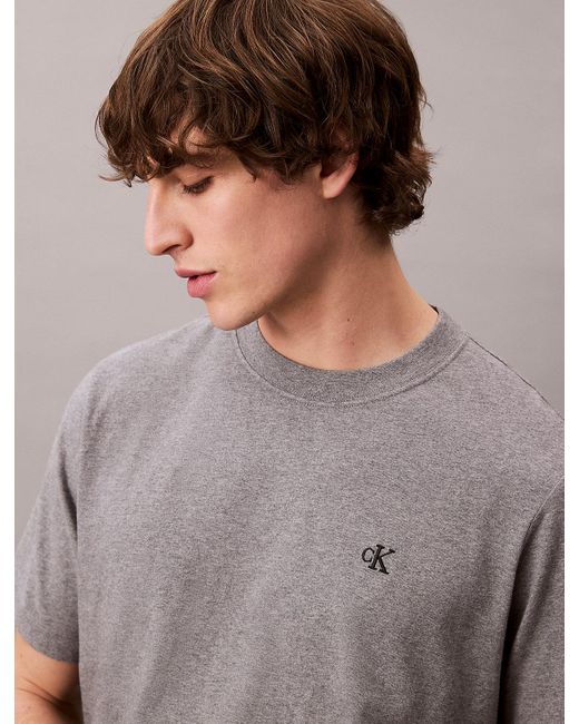 T-Shirt Relaxed Avec Logo Monogramme Brodé Calvin Klein pour homme en coloris Blue