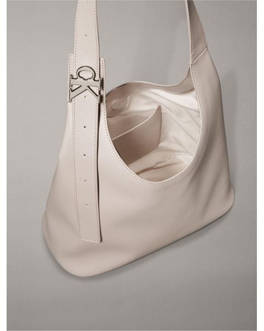 Calvin Klein Gray Archive Hardware Buckle Shoulder Bag