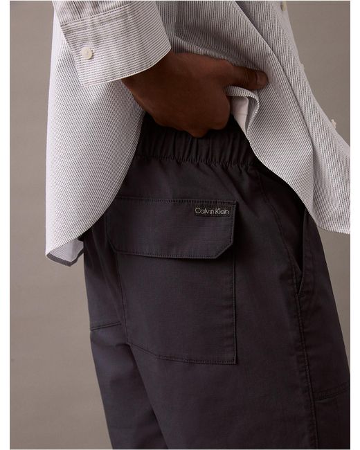 Calvin Klein Gray Calvin Klein Ripstop Utility Shorts for men