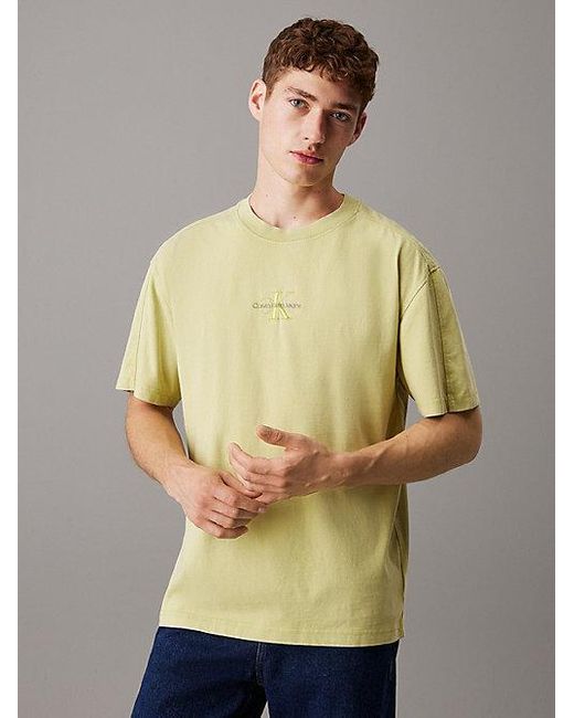 Calvin Klein Relaxed T-shirt Van Gewassen Katoen in het Gray voor heren