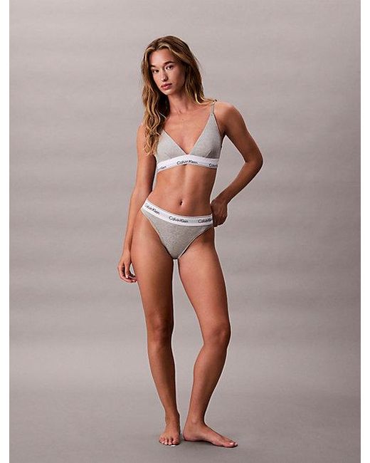 Calvin Klein Brown Unlined Triangle Bralette Icon Cotton Modal