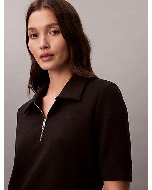 Calvin Klein Brown Short Sleeve Zip Polo Top