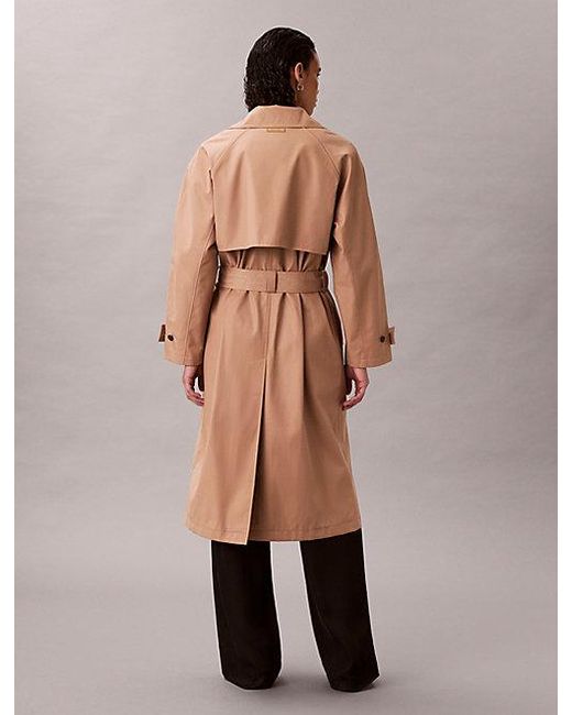 Calvin Klein Natural Classic Cotton Blend Long Trench Coat