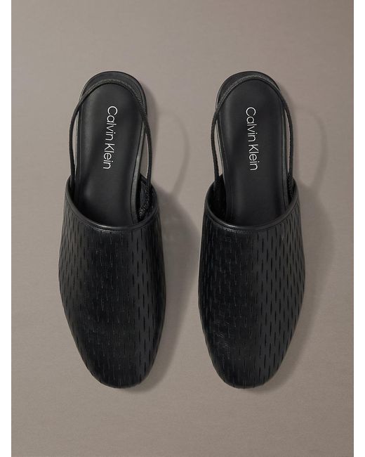 Calvin Klein Brown Leather Slingback Mules