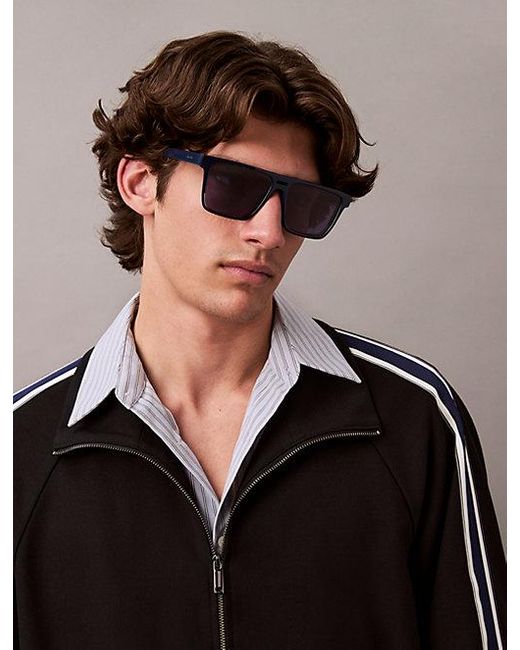 Calvin Klein Blue Modified Rectangle Sunglasses for men