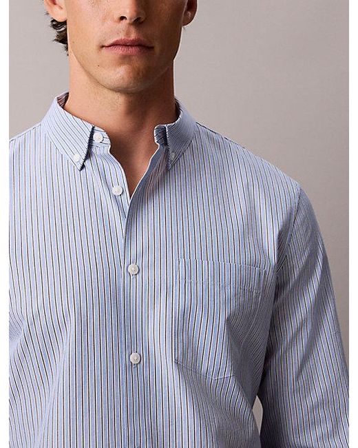 Calvin Klein Gray Jeans Oxford Cotton Button Down Shirt for men