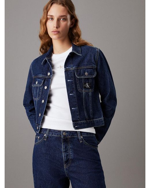 Veste courte en jean 90's Calvin Klein en coloris Blue