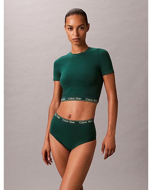 Calvin Klein Shapewear Top Met Korte Mouwen in het Green