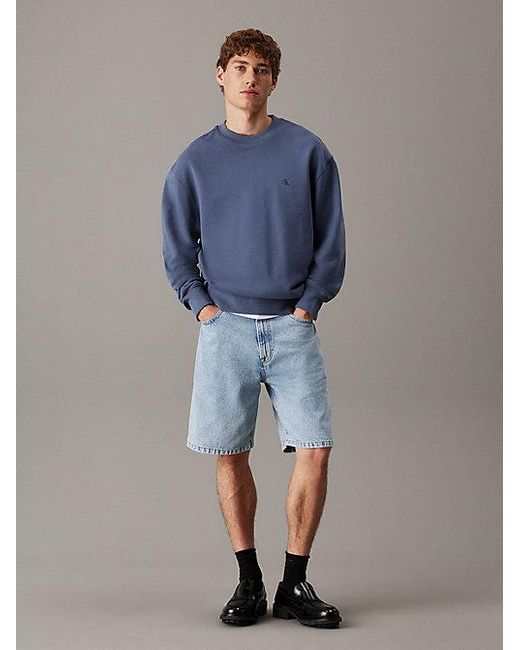 Calvin Klein Blue Jeans Cotton Terry Monogram Sweatshirt for men