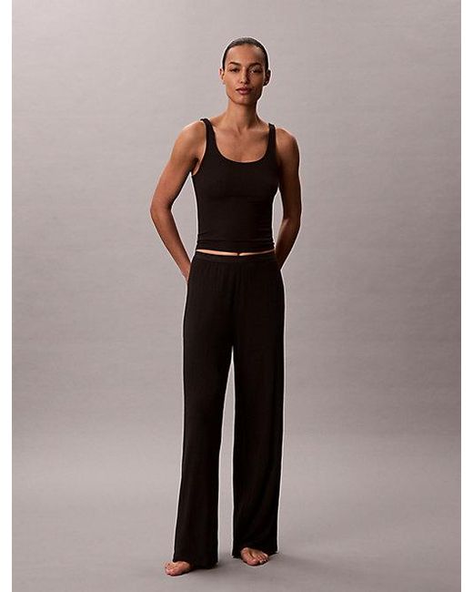 Calvin Klein Zachte Modal Geribbelde Pyjamabroek in het Black