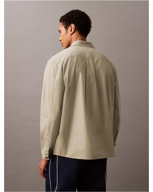 Calvin Klein Gray Calvin Klein Cotton Ripstop Relaxed Button-Down Shirt for men